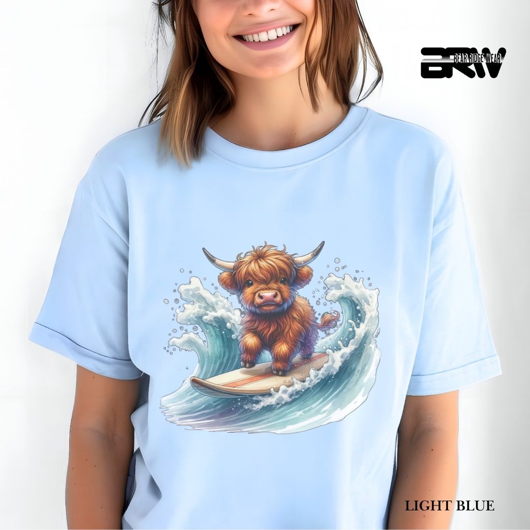 'Highland Cow-Surfing' 2 Summer Tee