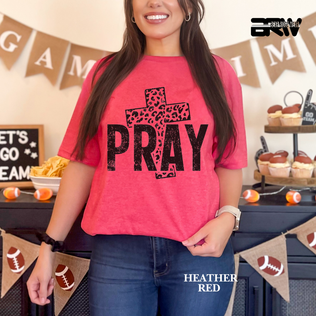 'Pray With Leopard Cross' Faith Tee