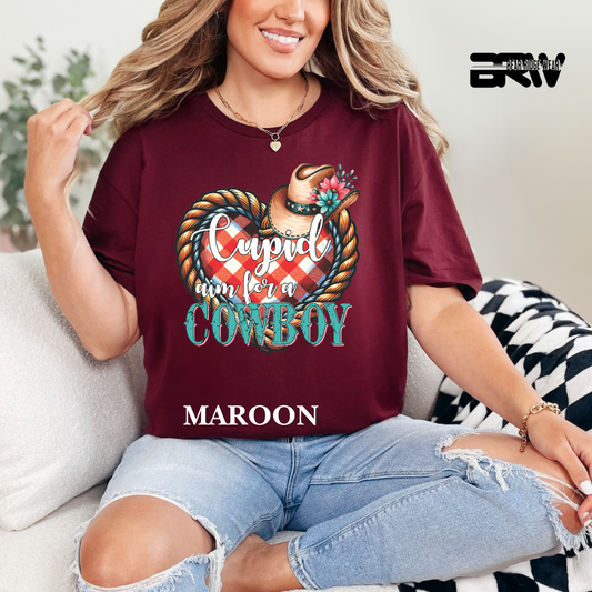 "Cupid Aim for a Cowboy" Tee