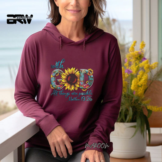 'With God All Things Are Possible'  Faith Hoodie