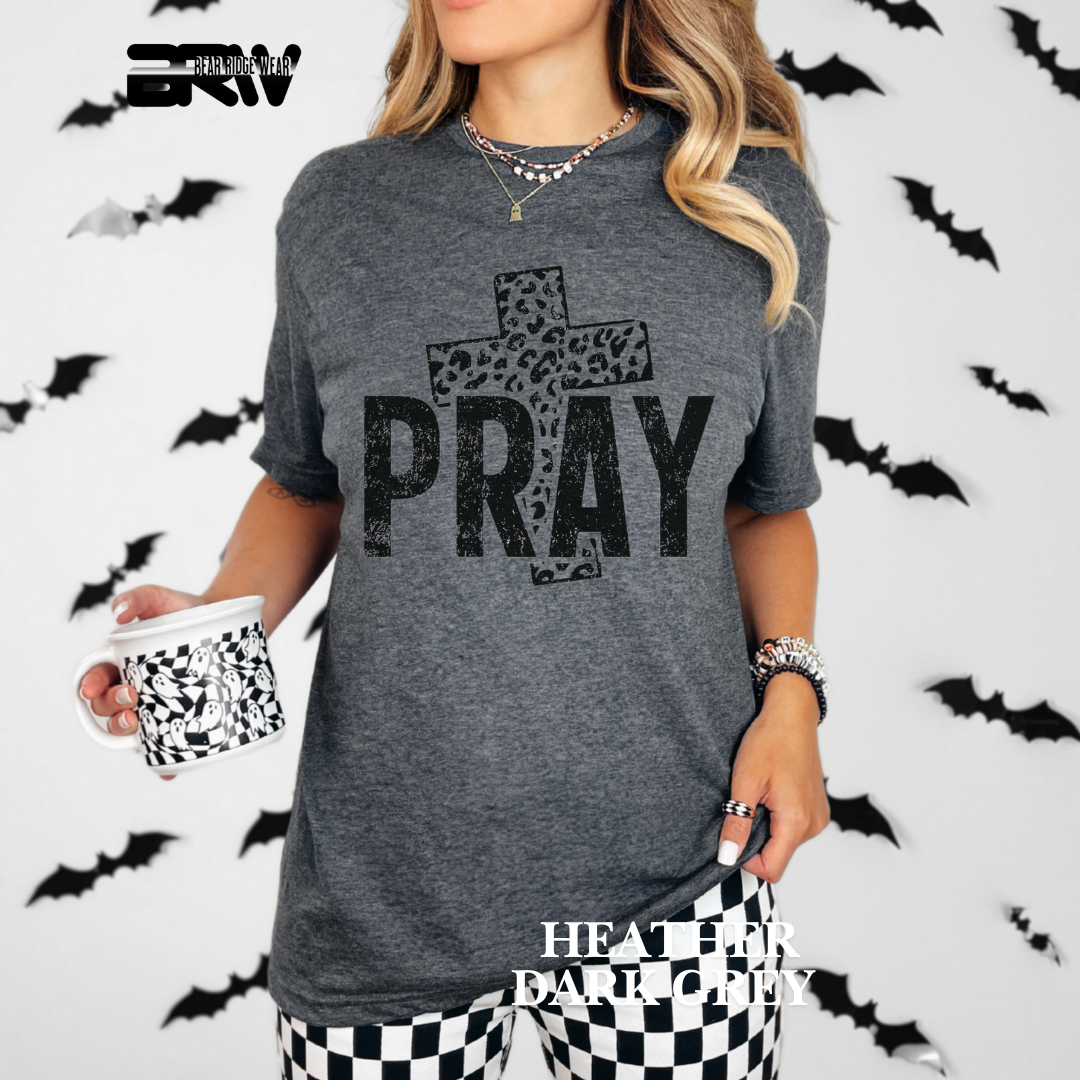'Pray With Leopard Cross' Faith Tee