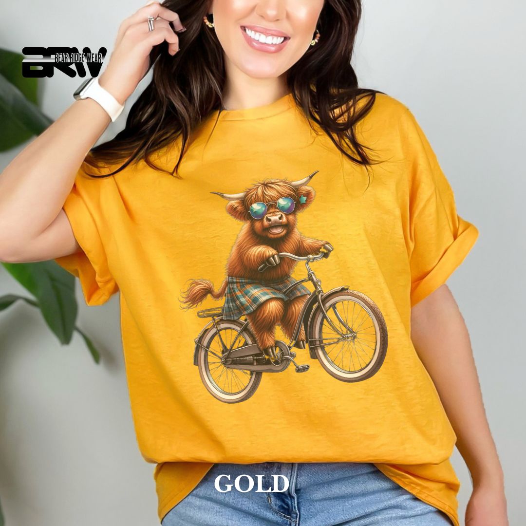 'Highland Cow- Bicycle' 2 Summer Tee