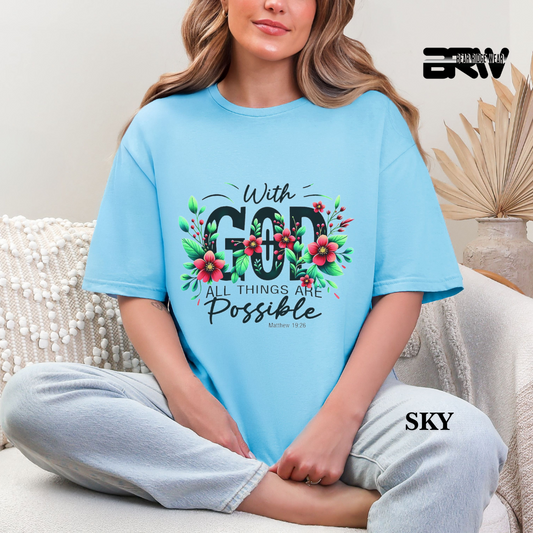 'With God All Things Are Possible' Faith Tee