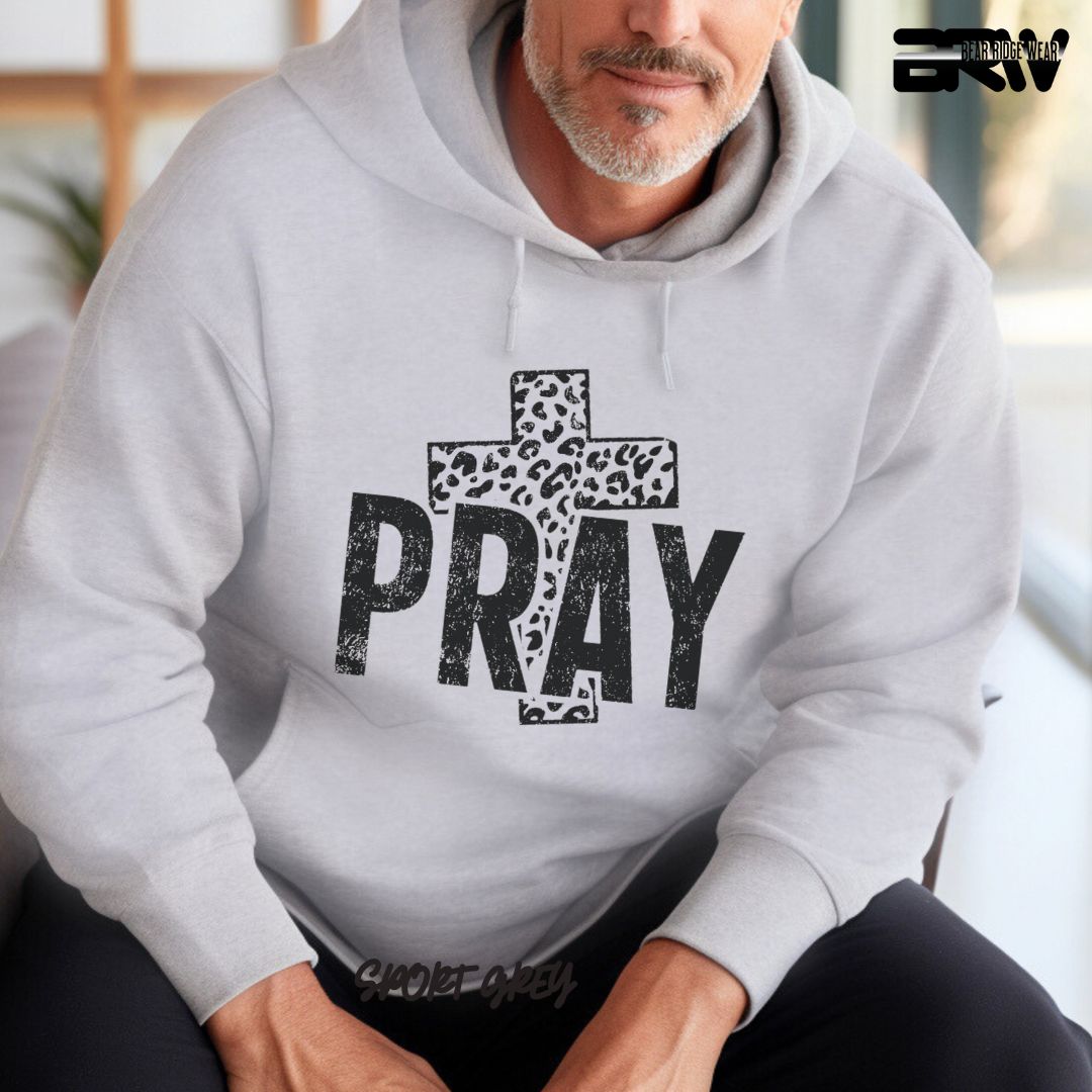 'Pray With Leopard Cross' Faith Hoodie