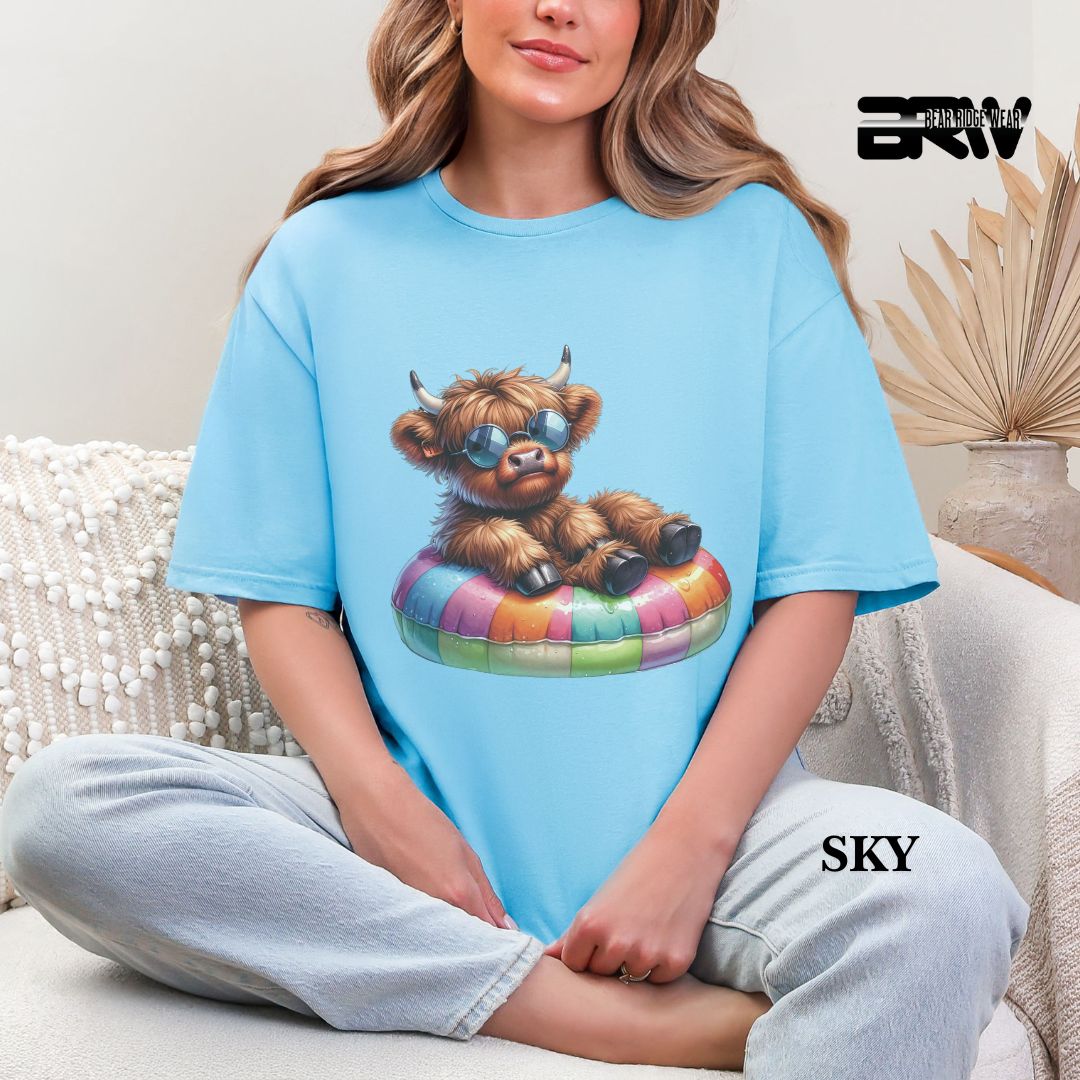 'Highland cow-Float' 3 Summer Tee