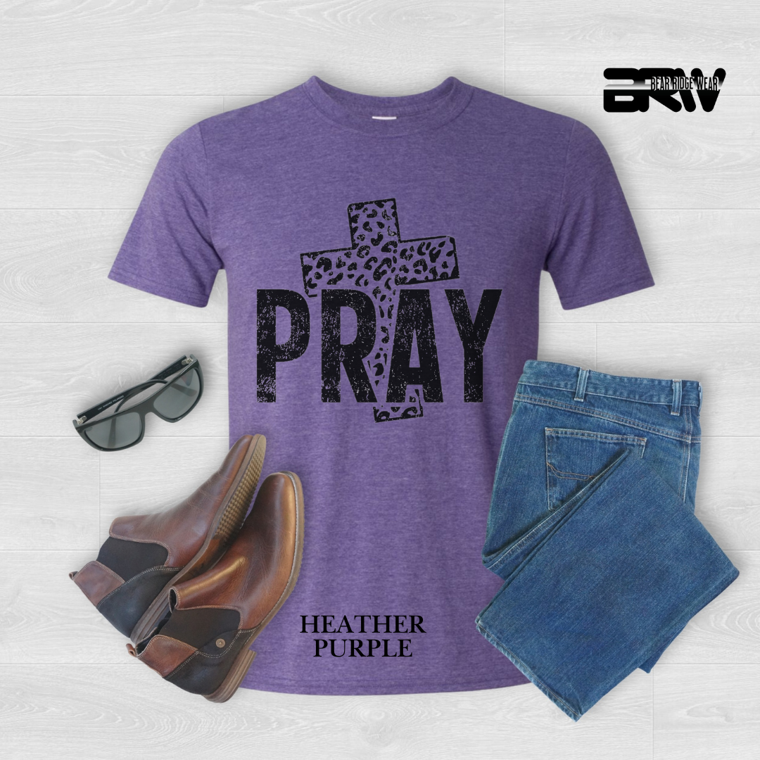 'Pray With Leopard Cross' Faith Tee
