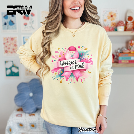 'Warrior In Pink' Awareness Long Sleeve Tee