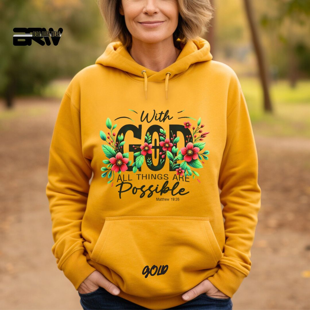 'With God All Things Are Possible'  Faith Hoodie