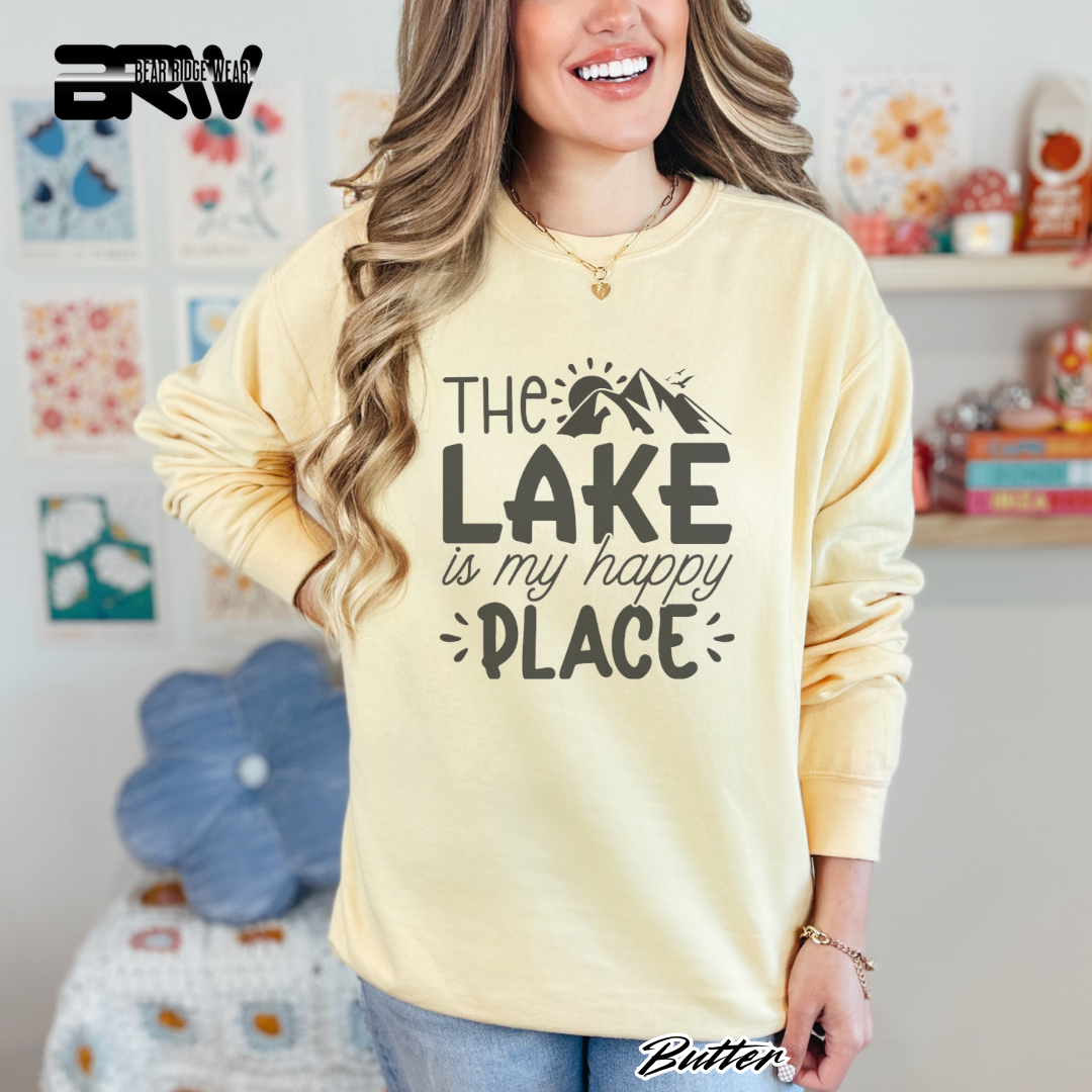 'The Lake Is My Happy Place' Crewneck Sweatshirt