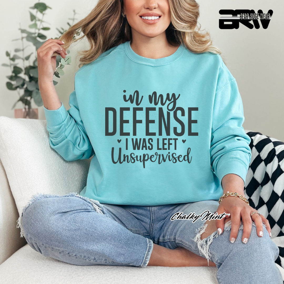 'In my defense, I was left unsupervised' Crewneck Sweatshirt