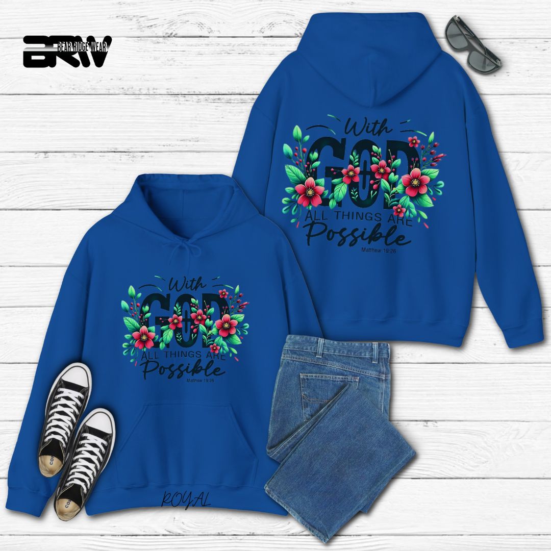 'With God All Things Are Possible'  Faith Hoodie