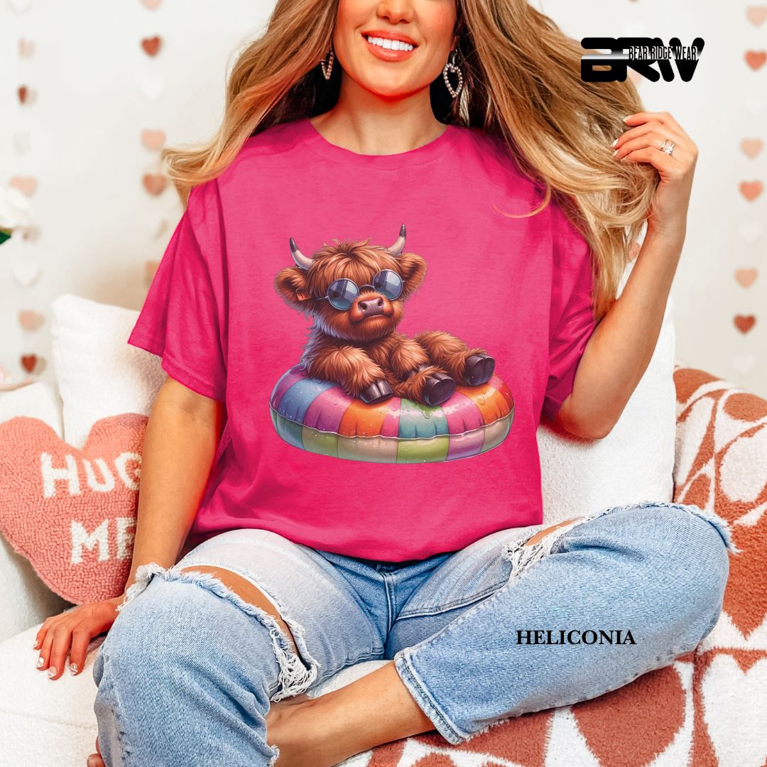 'Highland cow-Float' 3 Summer Tee