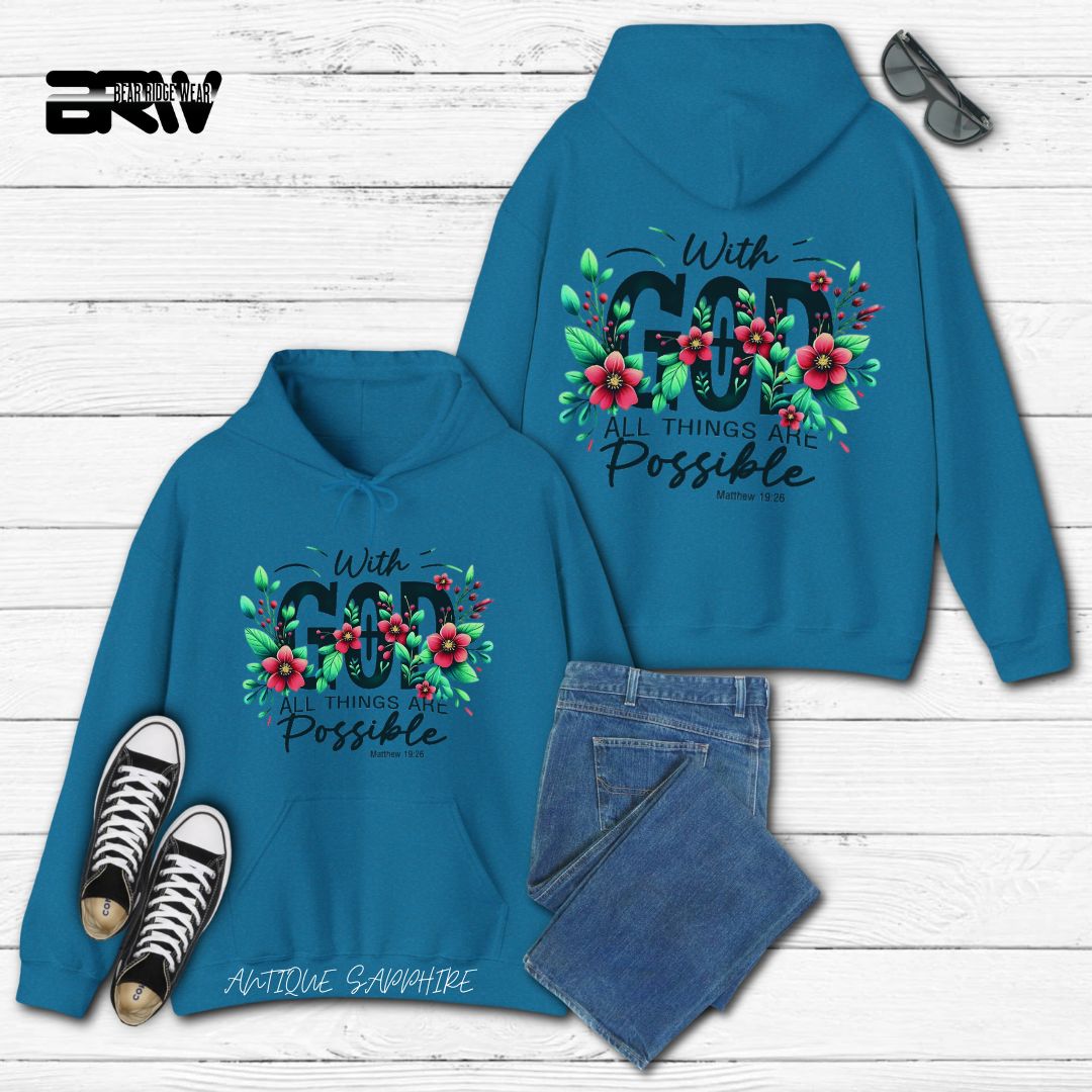 'With God All Things Are Possible'  Faith Hoodie