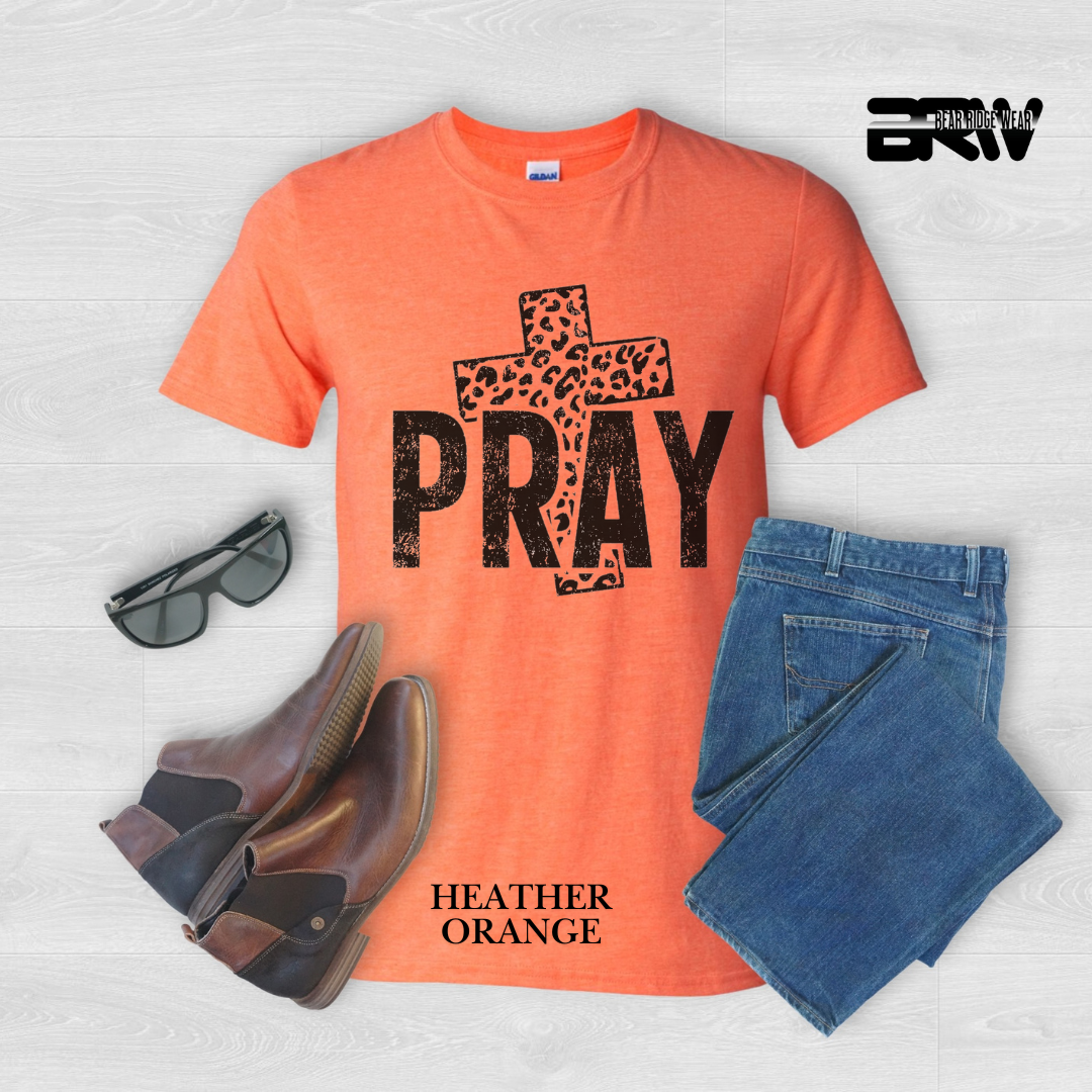 'Pray With Leopard Cross' Faith Tee
