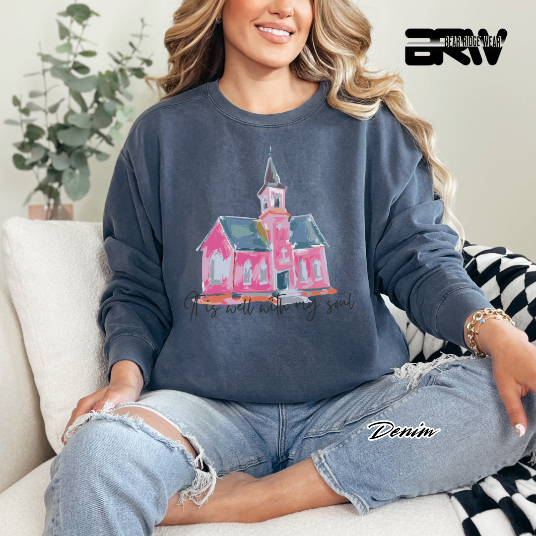 'It Is Well With My Soul' Black Faith Crewneck Sweatshirt
