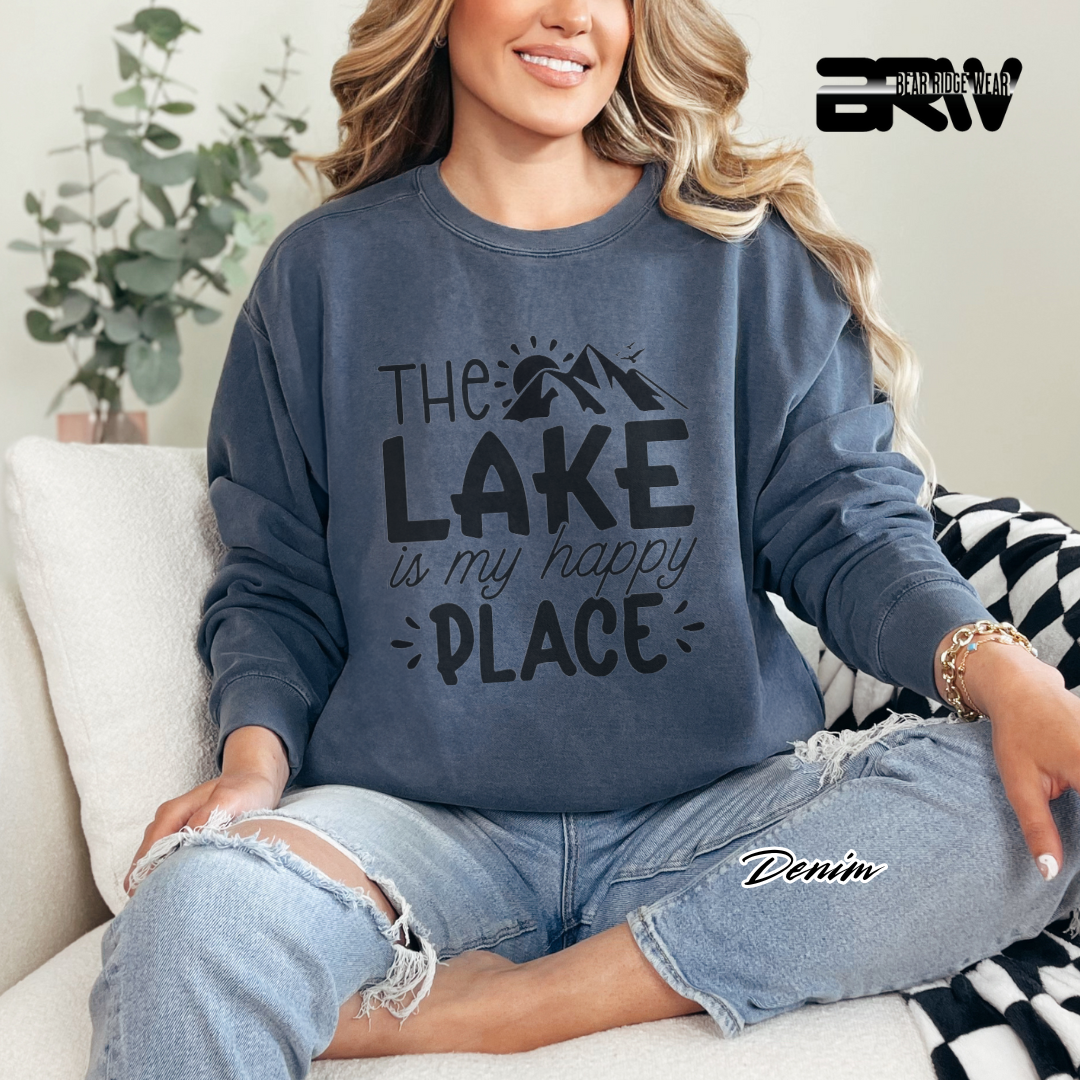 'The Lake Is My Happy Place' Crewneck Sweatshirt