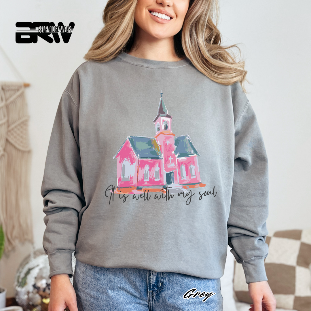 'It Is Well With My Soul' Black Faith Crewneck Sweatshirt