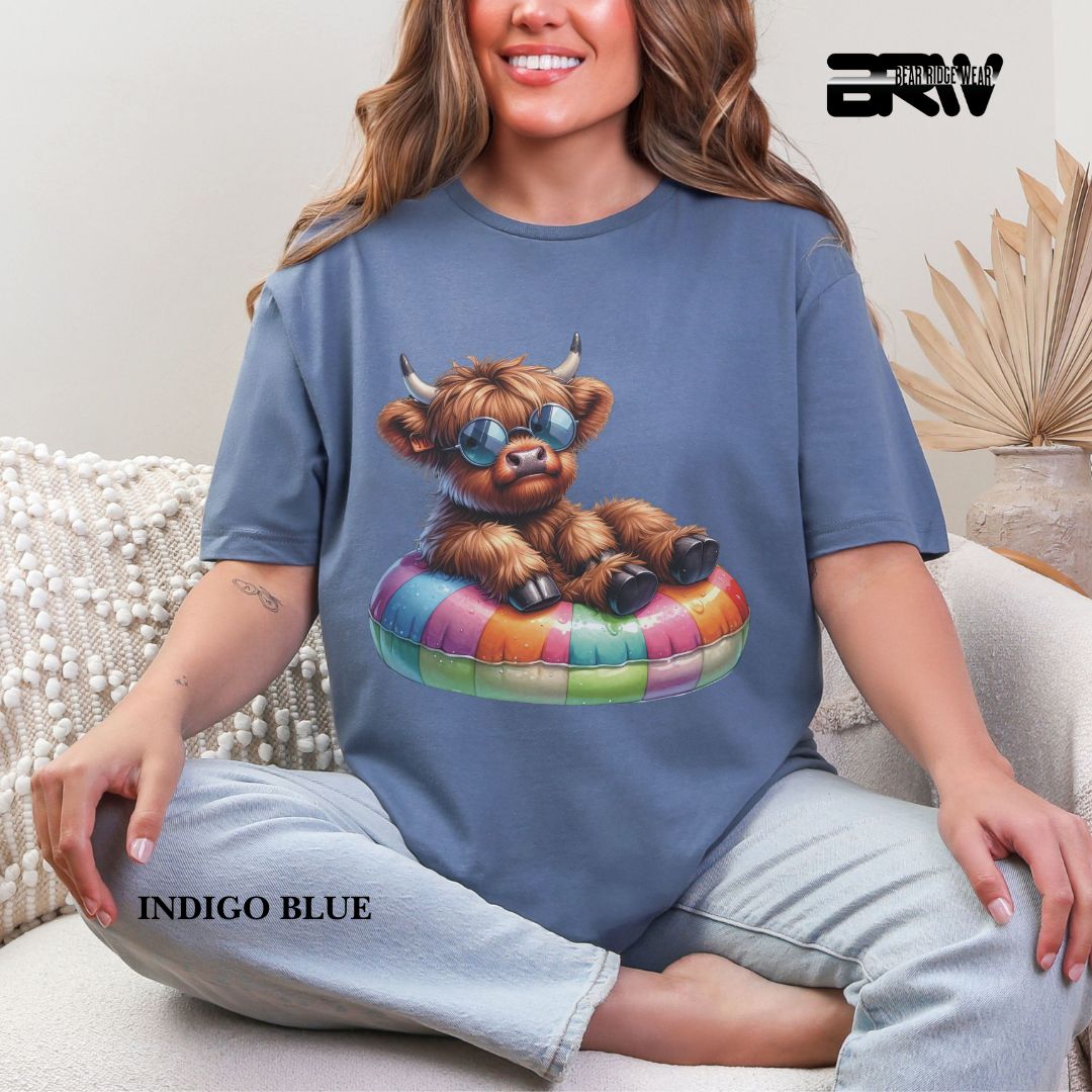'Highland cow-Float' 3 Summer Tee
