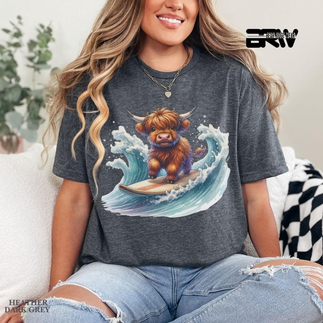 'Highland Cow-Surfing' 2 Summer Tee