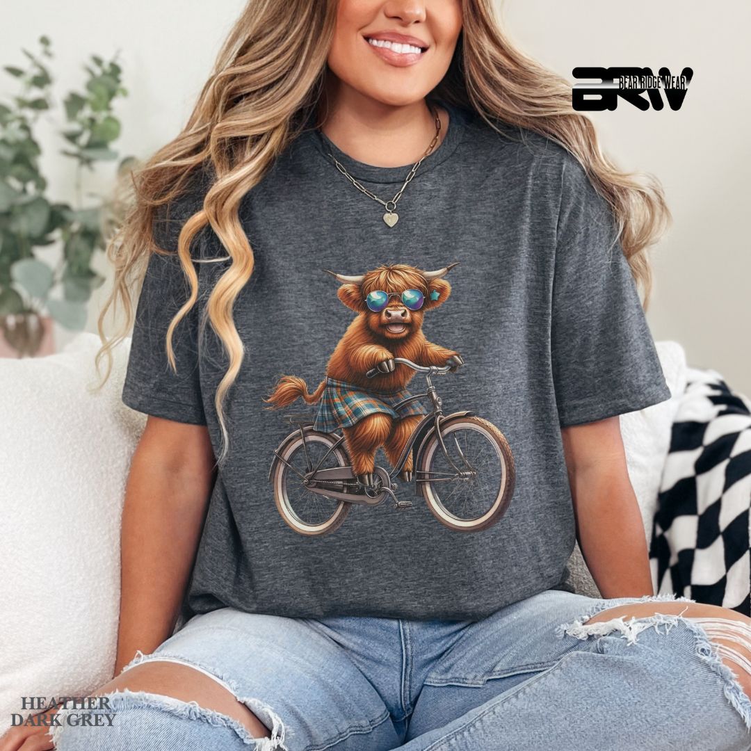 'Highland Cow- Bicycle' 2 Summer Tee