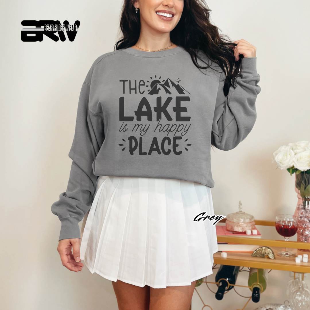 'The Lake Is My Happy Place' Crewneck Sweatshirt