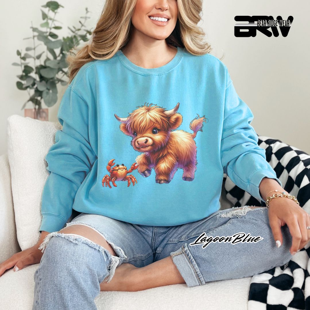 'Highland Cow-Crab' Summer Long Sleeve Tee