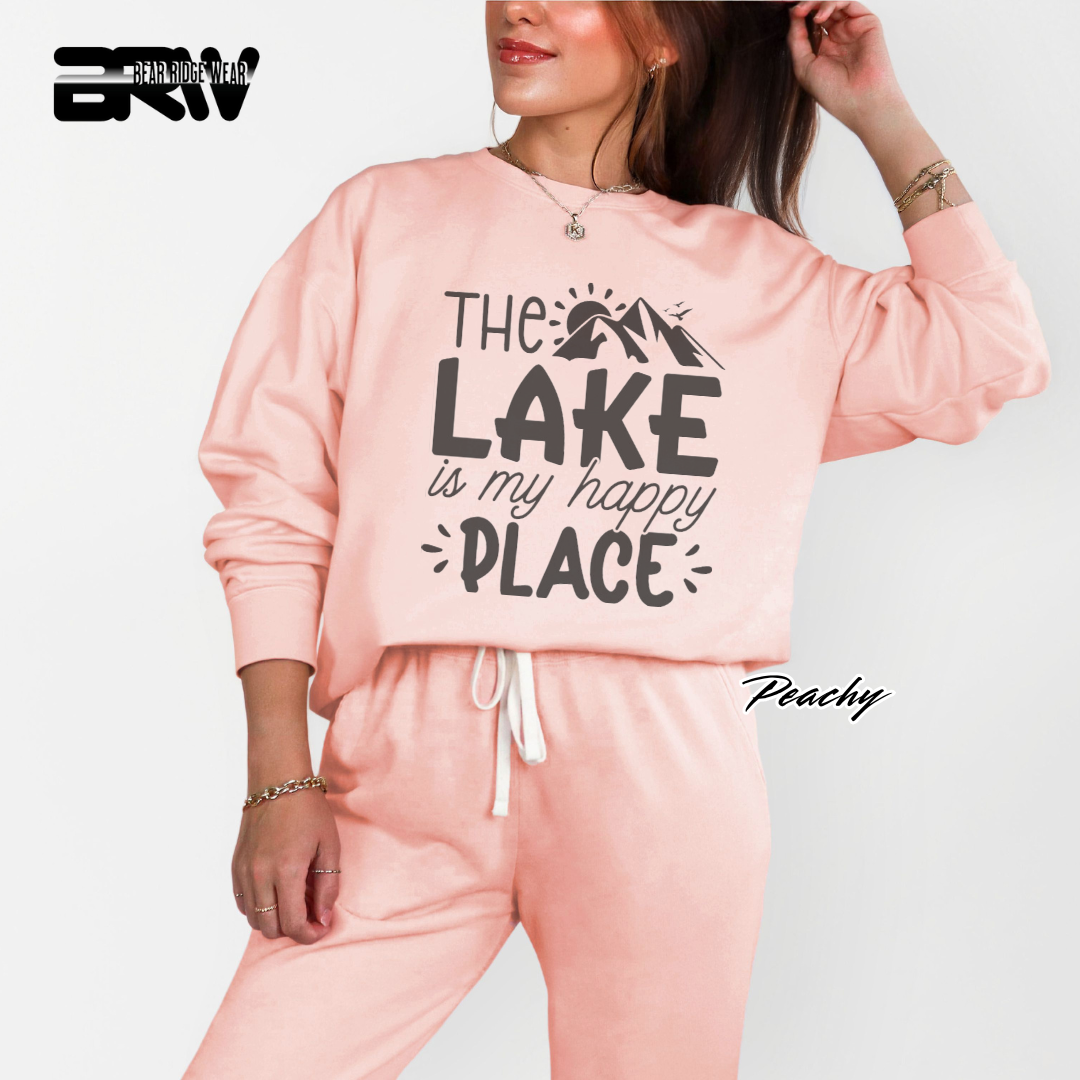 'The Lake Is My Happy Place' Crewneck Sweatshirt