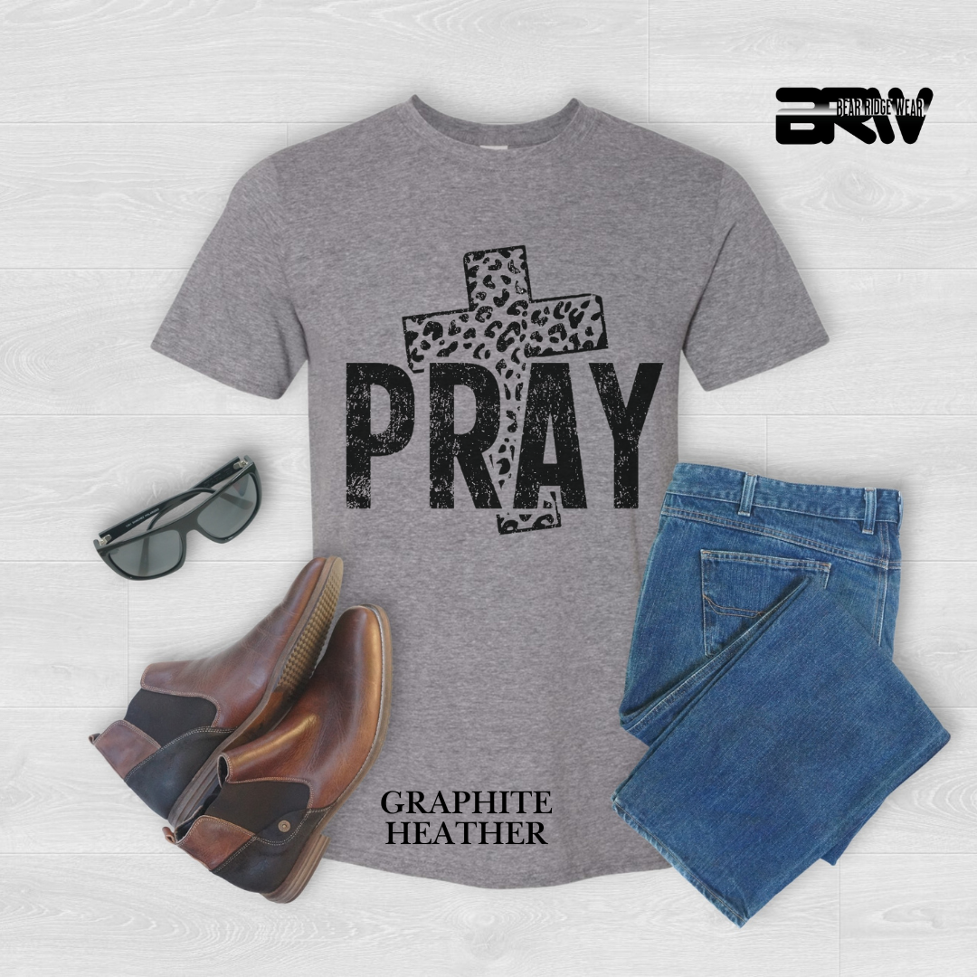 'Pray With Leopard Cross' Faith Tee