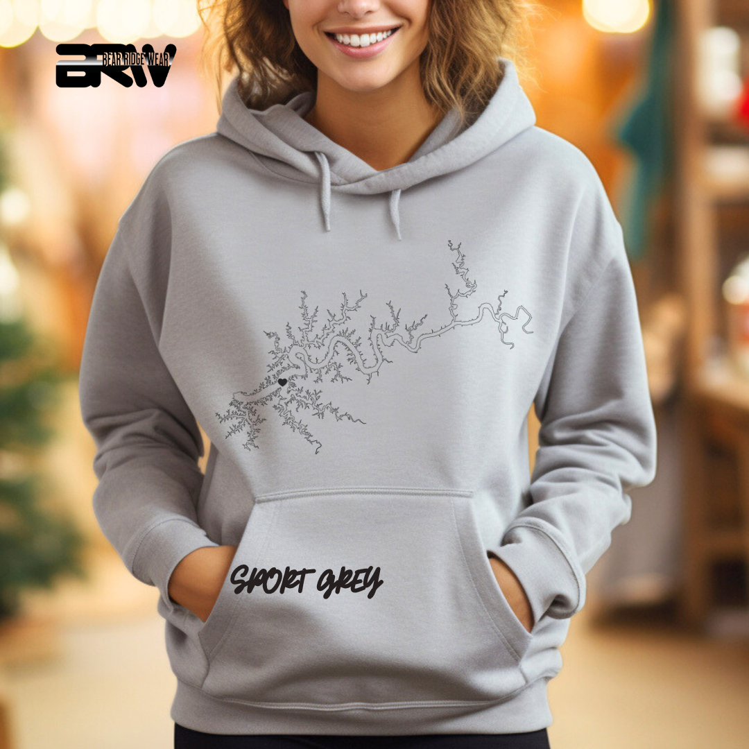 Minimalist Lake Cumberland Map Hoodie