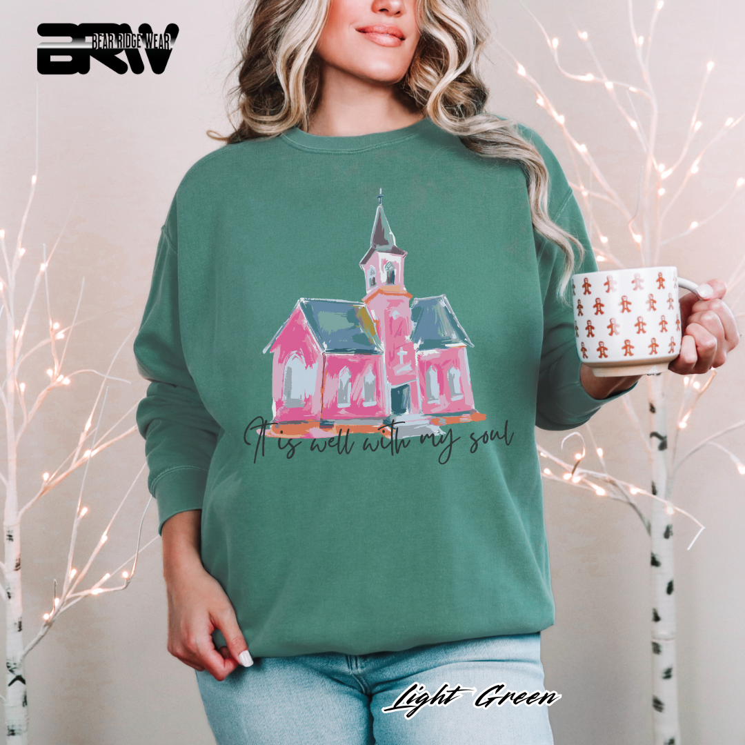 'It Is Well With My Soul' Black Faith Crewneck Sweatshirt