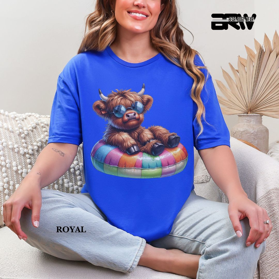 'Highland cow-Float' 3 Summer Tee