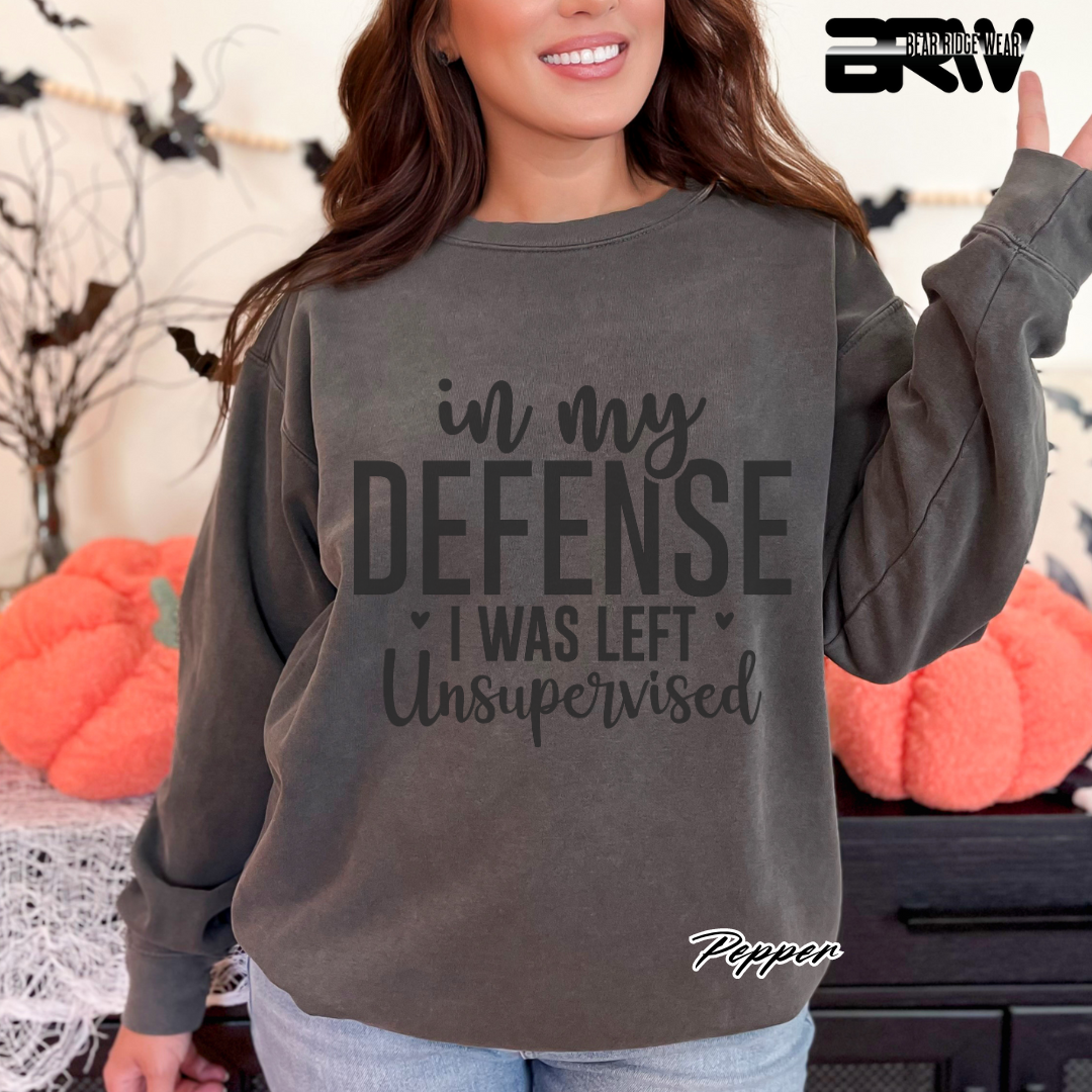 'In my defense, I was left unsupervised' Crewneck Sweatshirt