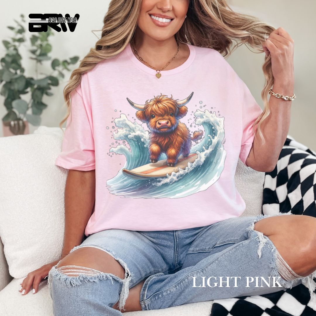 'Highland Cow-Surfing' 2 Summer Tee
