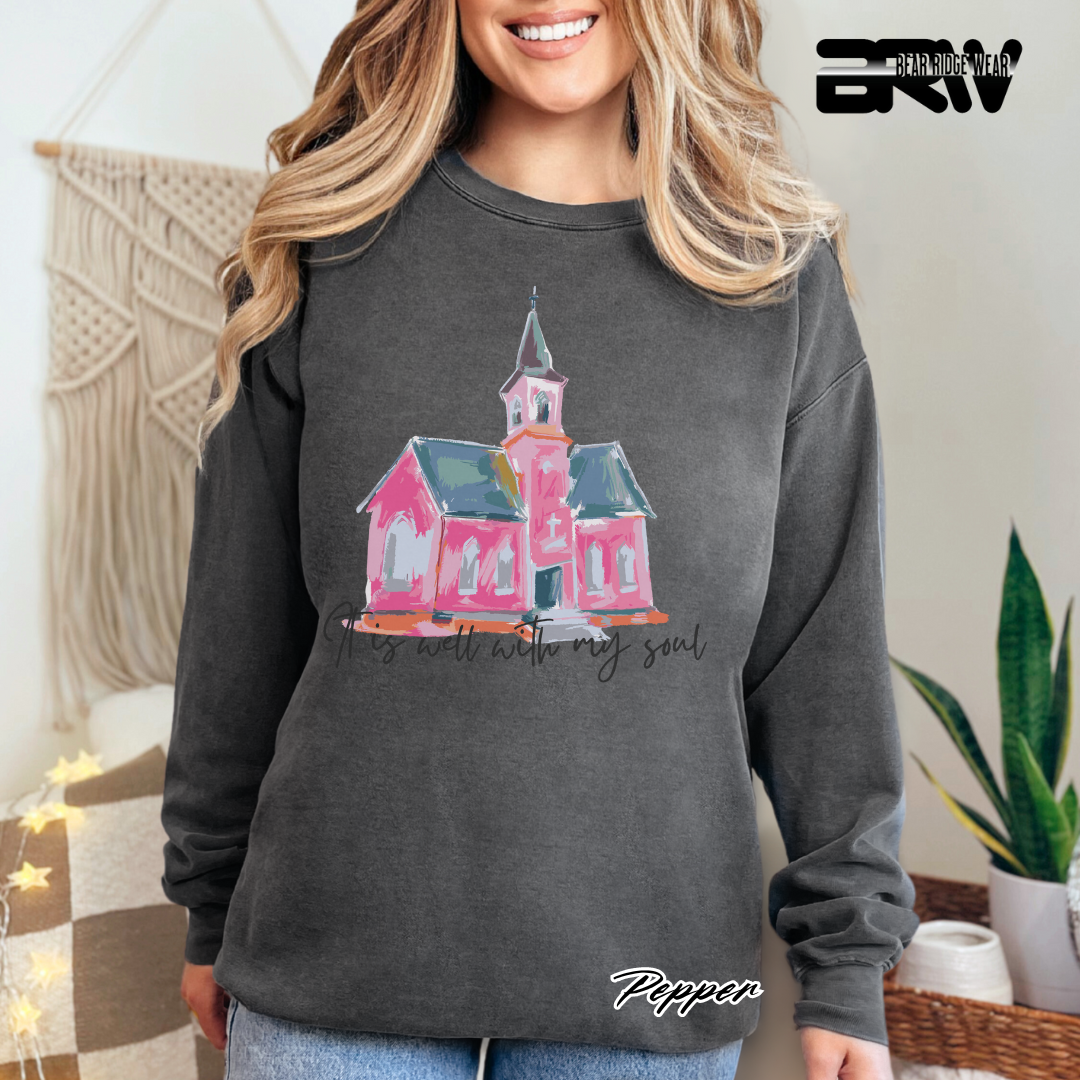 'It Is Well With My Soul' Black Faith Crewneck Sweatshirt