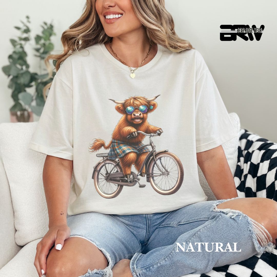 'Highland Cow- Bicycle' 2 Summer Tee