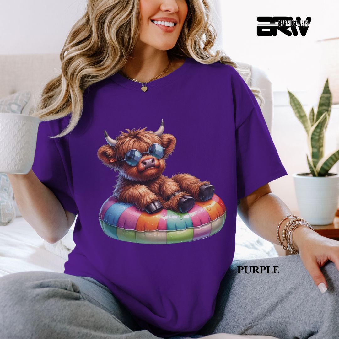 'Highland cow-Float' 3 Summer Tee
