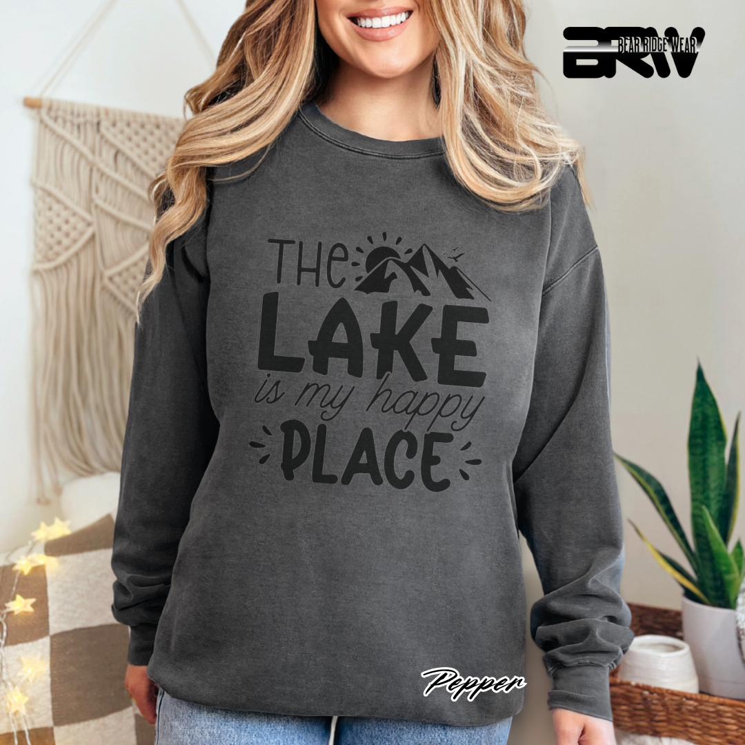 'The Lake Is My Happy Place' Crewneck Sweatshirt