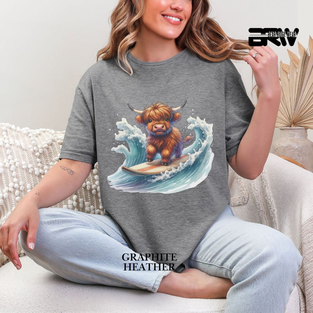 'Highland Cow-Surfing' 2 Summer Tee