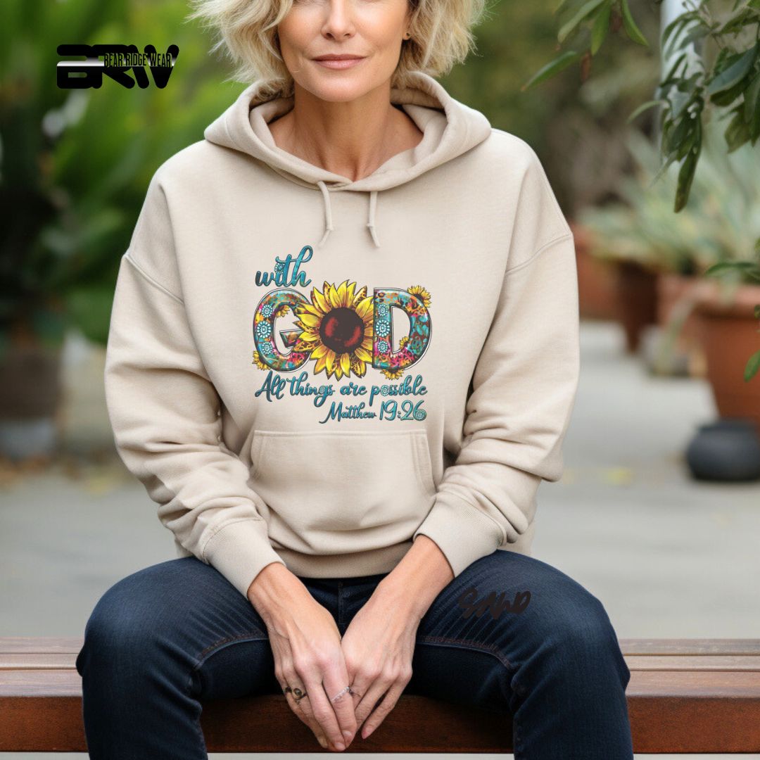 'With God All Things Are Possible'  Faith Hoodie