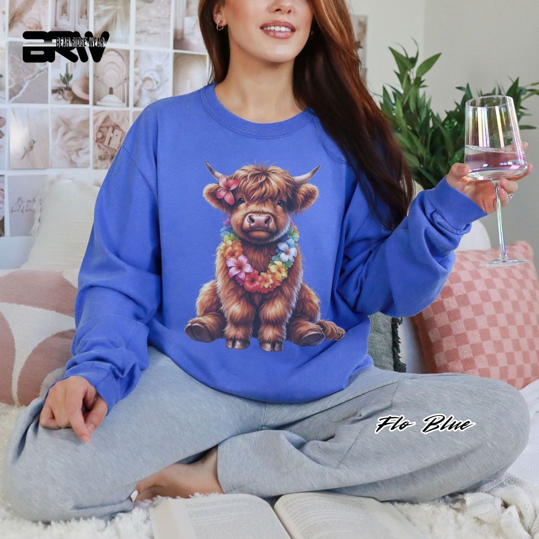 'Highland Cow-Lei' Summer Long Sleeve Tee