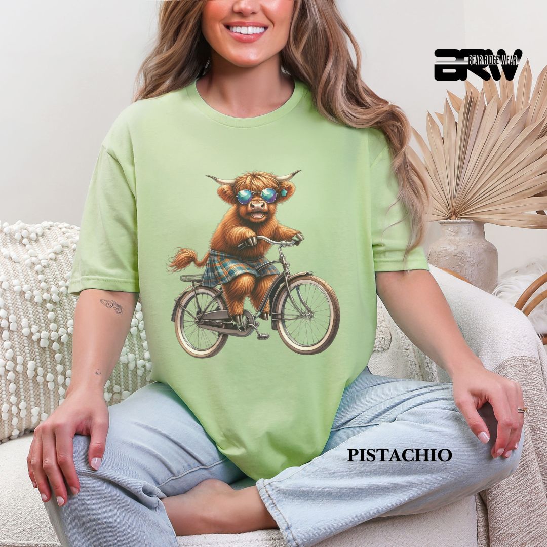 'Highland Cow- Bicycle' 2 Summer Tee