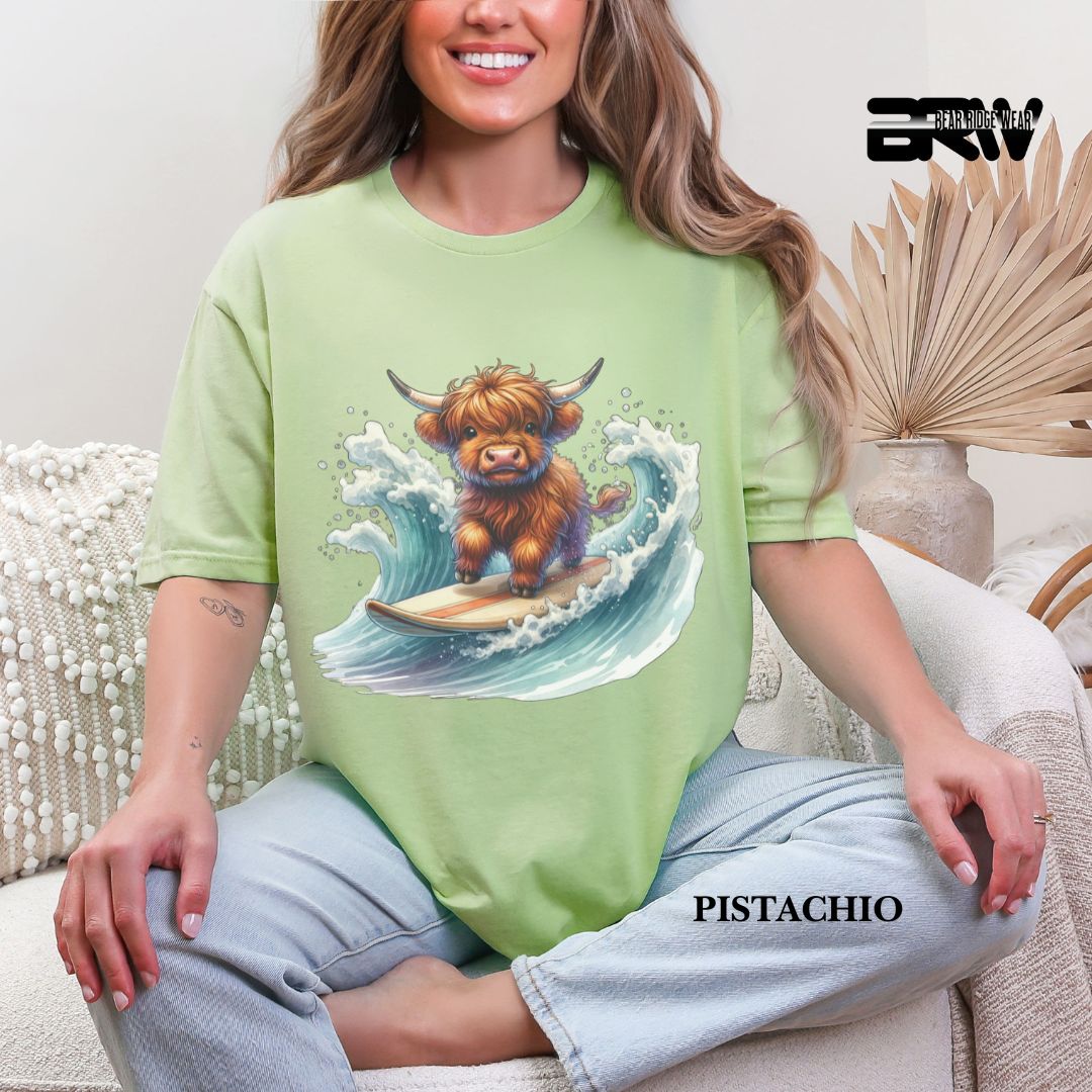 'Highland Cow-Surfing' 2 Summer Tee