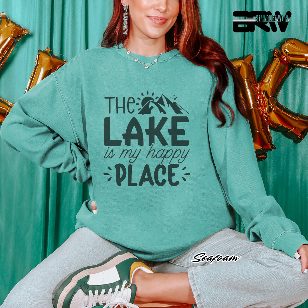 'The Lake Is My Happy Place' Crewneck Sweatshirt