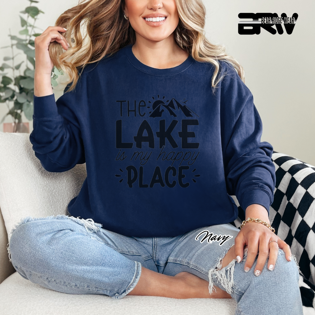 'The Lake Is My Happy Place' Crewneck Sweatshirt