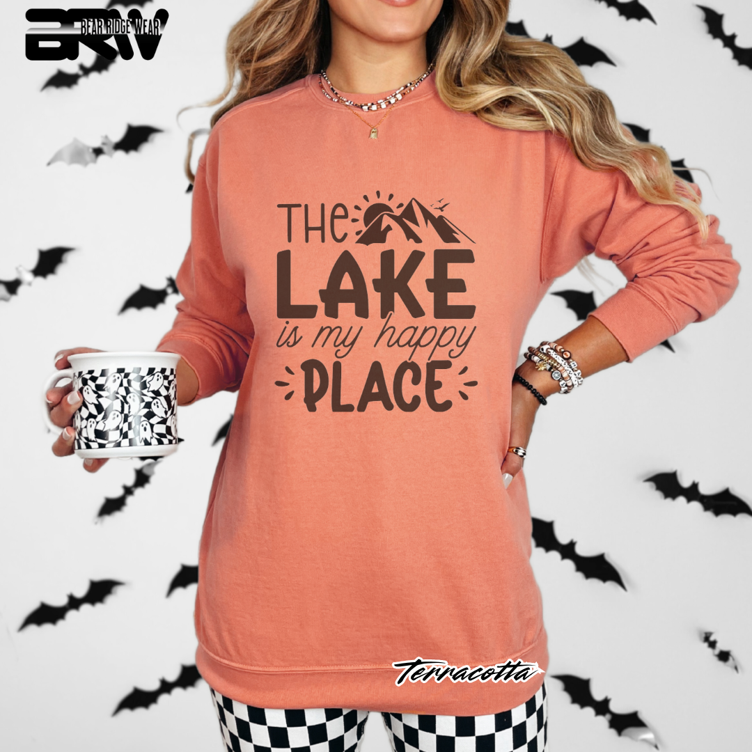 'The Lake Is My Happy Place' Crewneck Sweatshirt