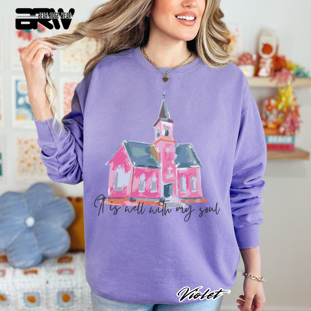 'It Is Well With My Soul' Black Faith Crewneck Sweatshirt