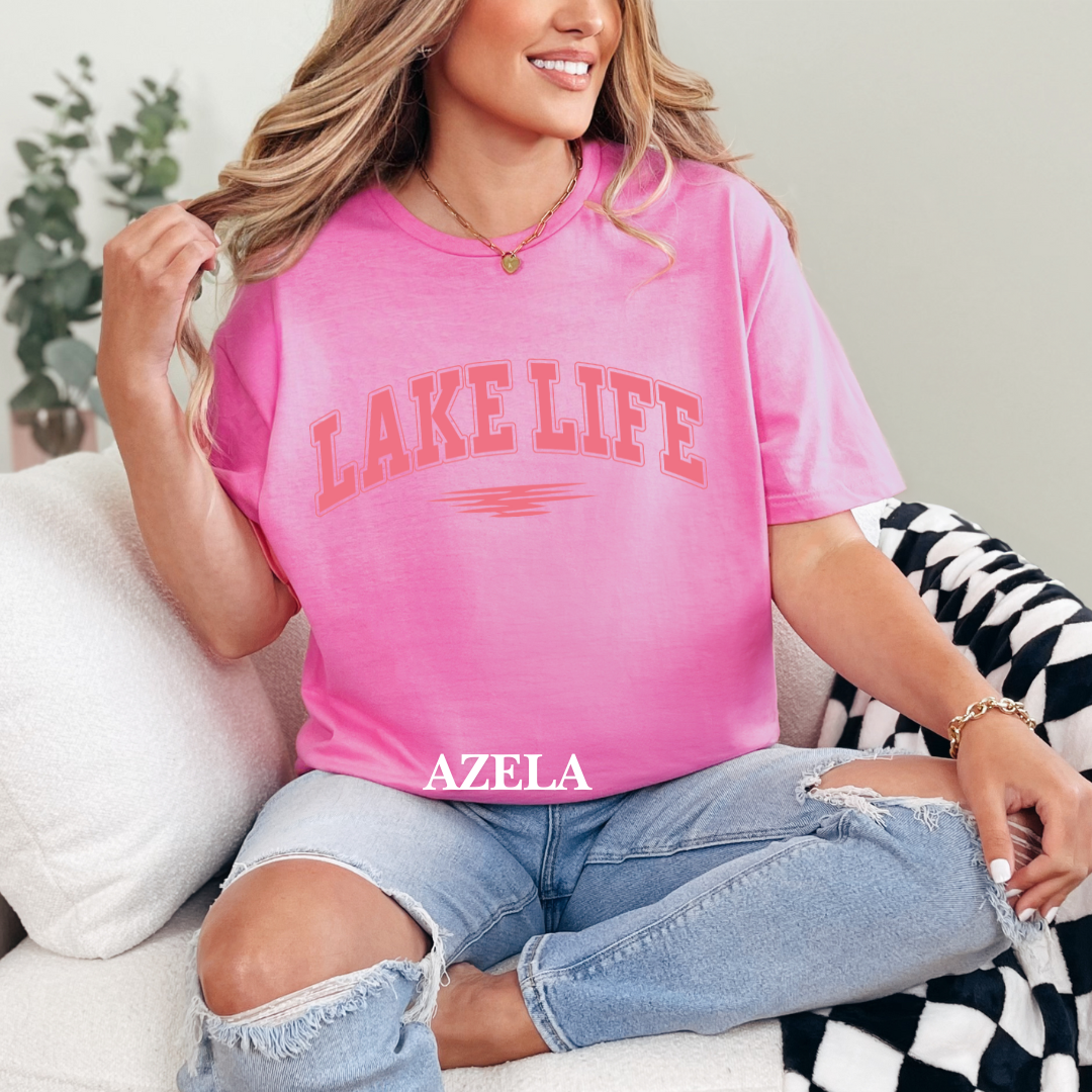 "Pink Stroke Lake Life " Tee