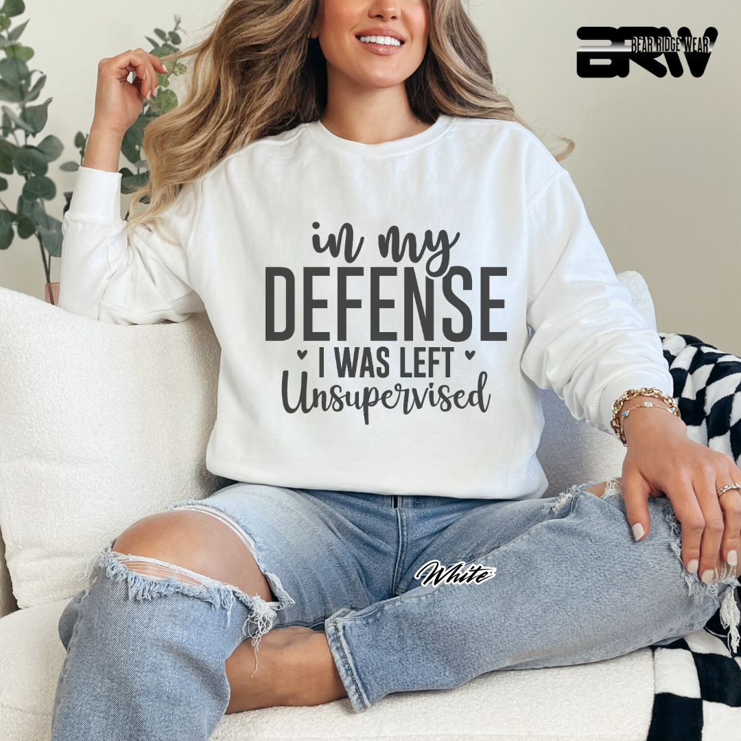 'In my defense, I was left unsupervised' Crewneck Sweatshirt