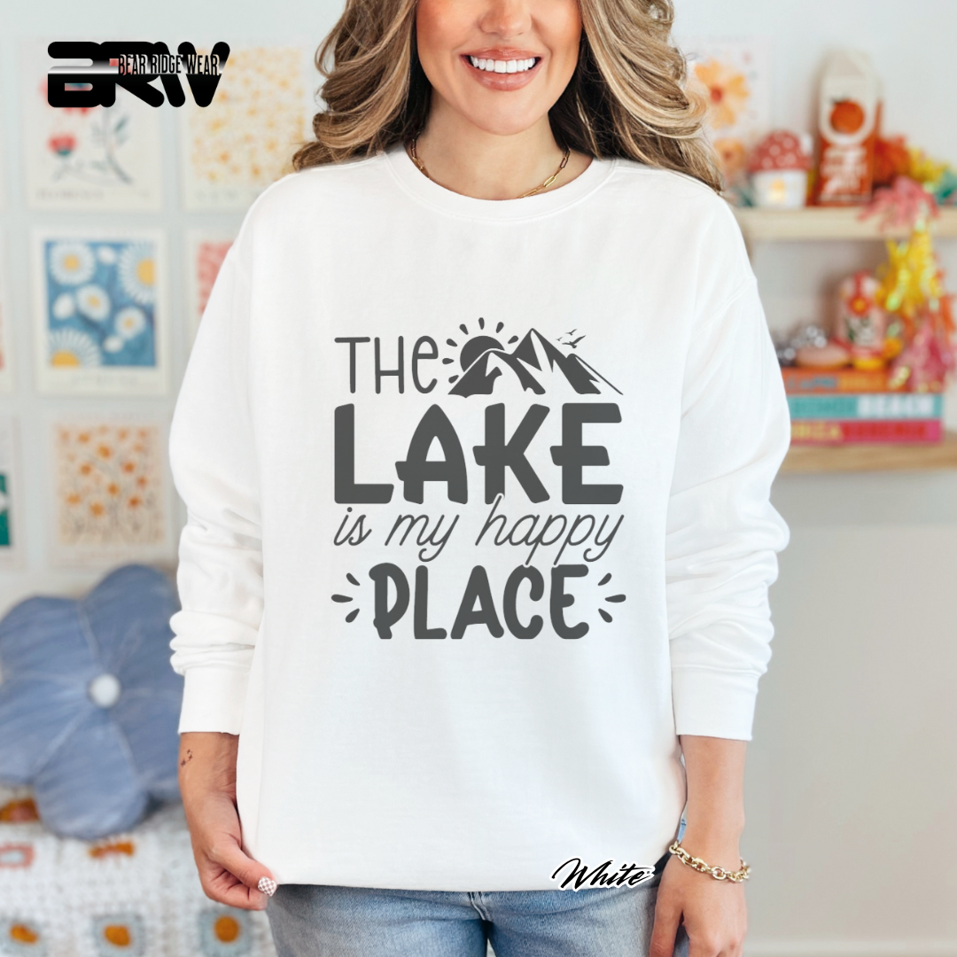 'The Lake Is My Happy Place' Crewneck Sweatshirt