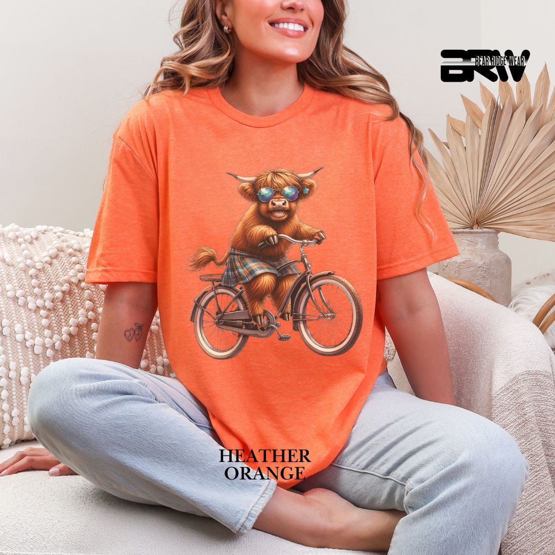 'Highland Cow- Bicycle' 2 Summer Tee